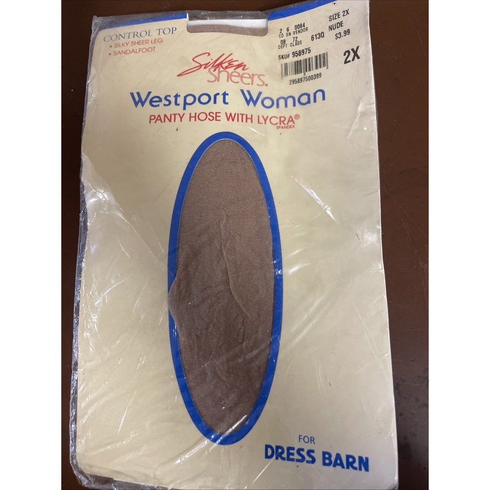 Westport Woman Silken Sheers‎ Pantyhose Womens 2X Black Control Top Sandalfoot